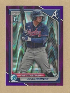 2024 Bowman Chrome DIEGO BENITEZ Purple RayWave Refractor #BCP-39 Braves /150 RC - Bild 1 von 2