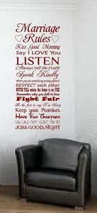 Hochzeitsregeln Wandwörter Schriftzug Kunst Aufkleber Aufkleber Vinyl Schlafzimmer Liebe Paare - Bild 1 von 4