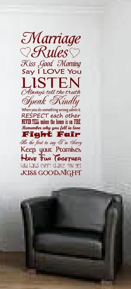 Правила брака настенные слова надпись искусства наклейка виниловая спальня любовь пары - Изображение 1 из 4
