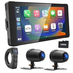 Portable Motorcycle Dash Cam, Wireless Motorcycle Apple CarPlay & Android - Picture 1 of 7