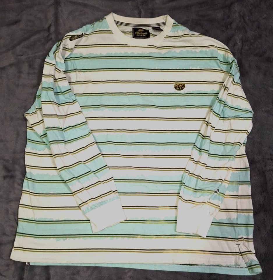 Camisa Akademiks 3xl Para Hombre Logo Azul Pastel/Dorado Rayas 100% Algodón Grande/Alta Foto 1 de 4