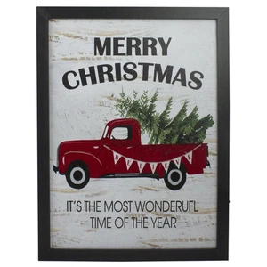 Northlight 16" Lighted Red and Green Merry Christmas Canvas Wall Art - Picture 1 of 2