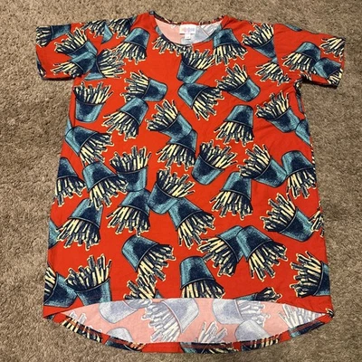 Camisa roja de manga corta LuLaRoe Gracie para niños talla 14 suave como la mantequilla Foto 1 de 4