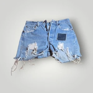 Mini Pantalones Cortos Levi's Denim Jean Destroyed Denim Azul Claro Talla XS Deshilachado Verano - Imagen 1 de 10