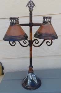 Artisan Hand Forged Wrought Iron Vintage Rustic Unique Tall Candle Holder Lamp - Picture 1 of 10