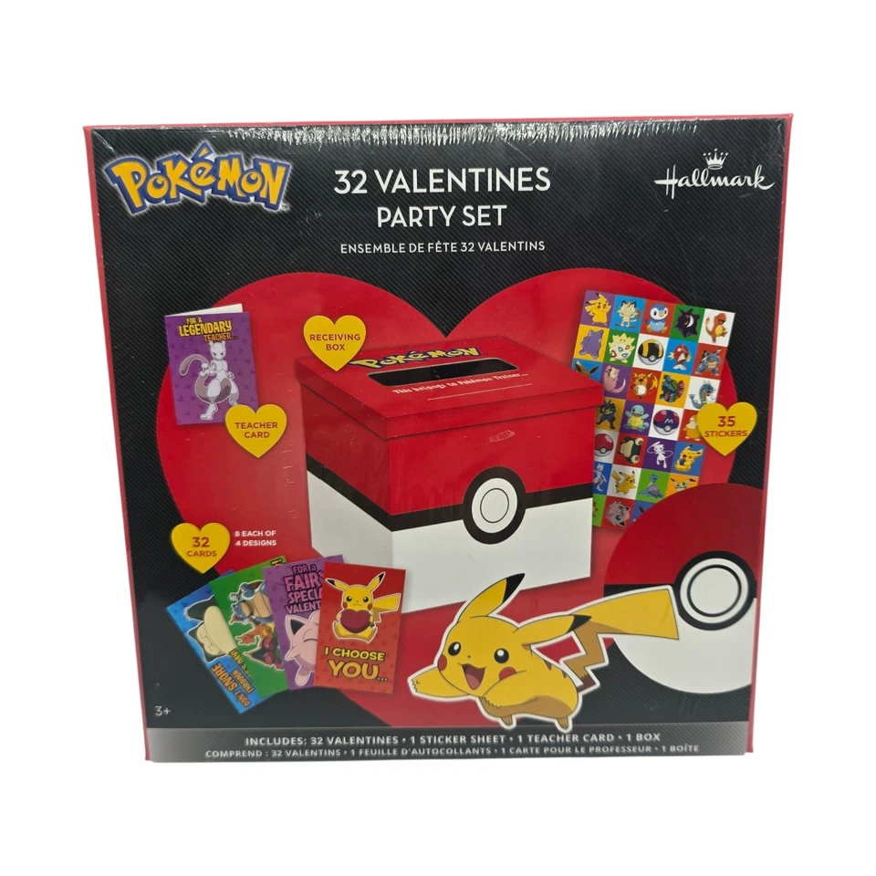 Hallmark Pokémon Valentines Day Cards and Mailbox for Kids School Classroom E...