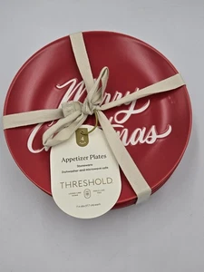 Threshhold Vorspeise 7" Teller (4) "Frohe Weihnachten" Rot Teller Neu im Karton - Bild 1 von 6