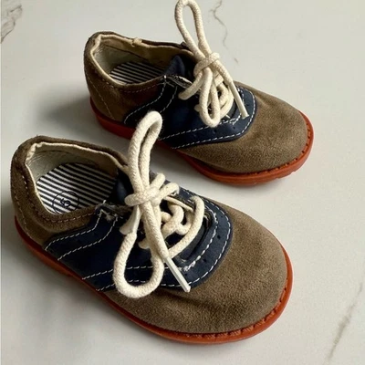 Стильный ребенка ясельного возраста седло Оксфорд туфли в коричневый и синий размер 5 - Изображение 1 из 4