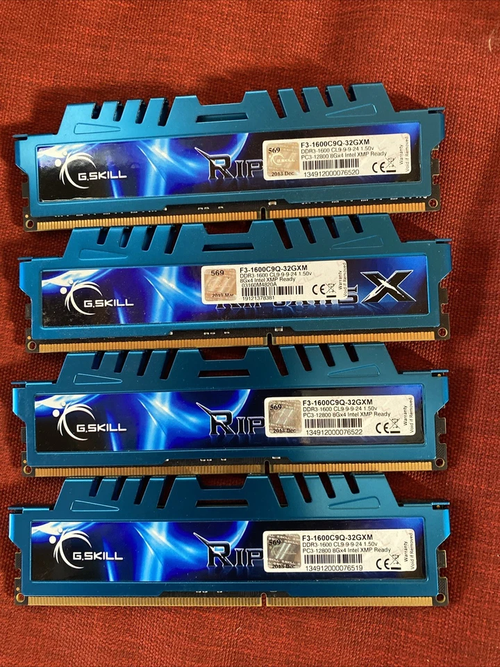 G.Skill 32GB (4X8GB) DDR3 PC3-12800 1600MHz Desktop Memory F3-1600C9Q-32GXM - Image 1 of 1