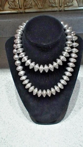 1940’s Navajo Silver Mercury Dime Beaded Necklace - 30" Length; 303 grams - Picture 1 of 12