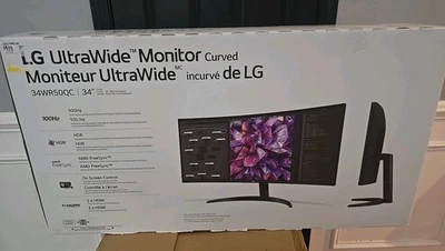 LG 34WR50QC-B 34" WQHD VA LCD Curved Gaming Monitor Brand New  - Image 1 of 4