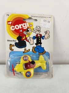 Corgi #79 OLIVE OYL Popeyy YELLOW AIRPLANE Vintage Diecast Toy Mettoy 1980 New - Picture 1 of 11