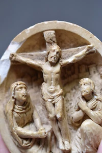 ⭐ escultura antigua de espuma de mar, ex voto, crucifixión, crucifijo, Bloch firmado - Imagen 1 de 9