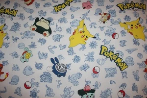 Vintage 90's POKEMON Nintendo Twin Size FLAT BED SHEET / Canada L@@K - Picture 1 of 8