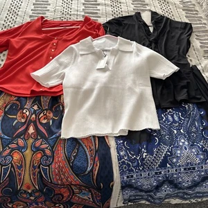 5 Piece XL LOT OF WOMENS Clothing Top Shirt Sweater Skirt Career Casual New - Picture 1 of 15