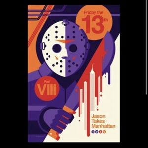 Jason Takes Manhattan NYCC exklusiver Siebdruck von Tom Whalen X/100 in der Hand - Bild 1 von 1
