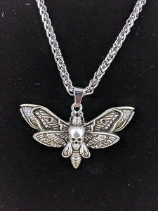 Death's Head moth Hawkmoth Pendant Necklace Gift Women Men Jewelry Gothic - Picture 1 of 10