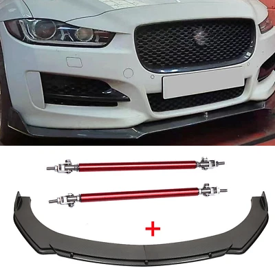 Carbon Fiber Front Bumper Lip Spoiler Splitter Strut Rods For Jaguar XE XJ XF Foto 1 de 4