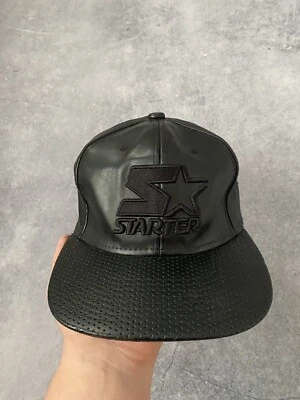Starter Vintage SnapBack Vegano Cuero Gorra Sombrero Negro Foto 1 de 4