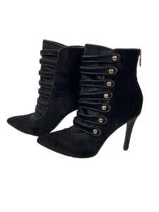 Guess Texture Black Velvet Ankle Boots Shoes Size 7.5 - Picture 1 of 8