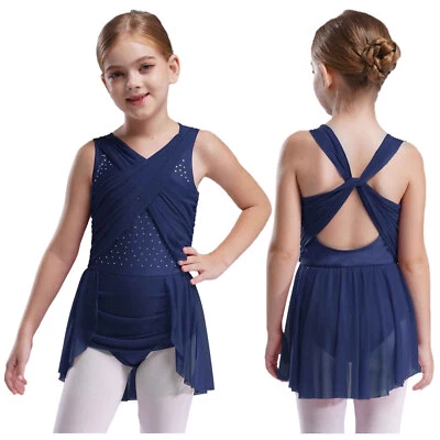 Kids Girls Unitard Rumba Leotard Contemporary Dresses Latin Ballroom Dress Gym - Image 1 of 4