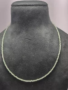 14 " Collana Rotondo Verde Fluorite Gemma Incastonato IN Sottile 925 Argento 2 - Foto 1 di 10