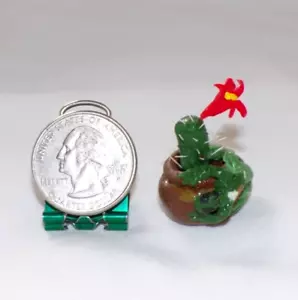OOAK Miniatur Puppenhaus Eidechse Topfkaktus Blume Pflanze geformt Kunsthandwerk JS - Bild 1 von 5