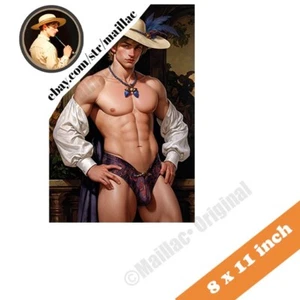 Young man shirtless with period costume & Renaissance-style hat Gay LGBT - 2457 - Picture 1 of 2