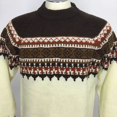 Vintage Sz L READ Fair Isle Sweater Silton California Acrylic Nordic 1970s - Image 1 of 4