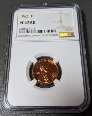 1962 P NGC PF67 RD RED PROOF LINCOLN MEMORIAL PENNY 1C GREAT EYE APPEAL WHITE LB - Image 1 of 2