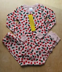 NWT HANNA ANDERSSON SNOWBERRIES PINK HANNASOFT LYOCELL HOLIDAY PAJAMAS 110 5 $49 - Picture 1 of 5