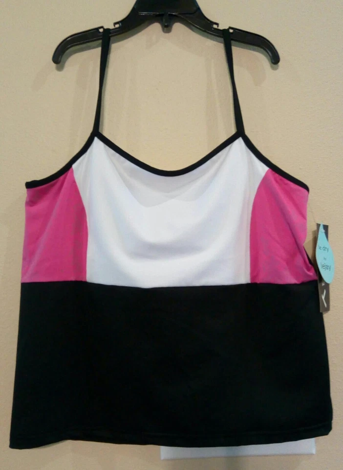 Camiseta sin mangas de tenis Lejay Le Dry para dama talla mediana negra/rosa/blanca nueva con etiquetas Foto 1 de 4