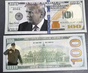Donald Trump 2024 100 Dollar Bill “In Trump We Trust”Play Money Novelty Note🇺🇸 - Picture 1 of 1