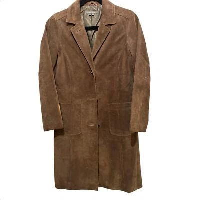 Isabella птица коричневый из натуральной замши кожи кнопка спереди Тренч размер XS - Изображение 1 из 4