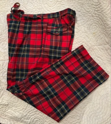 Vt Ralph Lauren Polo Men Red Tartan Plaid Sportsman Pants w Belt Aztec Indian 38 - Image 1 of 4