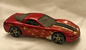 Hot Wheels/97 Corvette Coupe / Red Metal flake With Flames / Vintage 1996 Loose - Picture 1 of 8