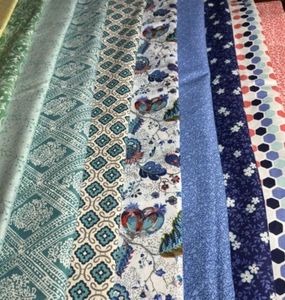 Lot of Beautiful Cotton Fabric for Quilts & Crafts 11+ Yards Multi-Colored - Picture 1 of 20