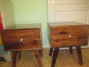 BEDSIDE TABLES (2) E.U.C. TIMBER. PICK UP ONLY FROM CHELSEA 3196. - Picture 1 of 7