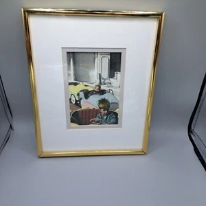 Vintage gold framed Postcard Bolton Kiddie Cars colorized photo boys 10X8 frame - Picture 1 of 11