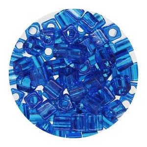 Cuentas cuadradas de vidrio Japón 4 mm cubo Miyuki transparente azul capri - Imagen 1 de 2