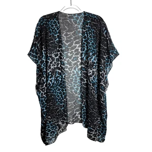 Swimsuits For All Blue Leopard Cover Up Top One Size Fits All Sheer - Picture 1 of 5