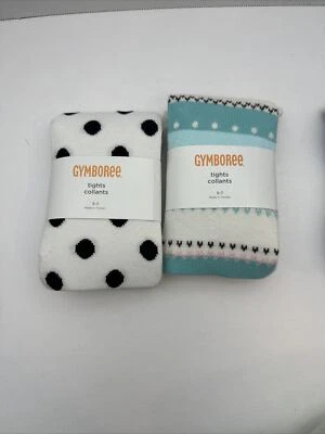 New Gymboree Snowflake Glamour Tights 2 Pk Ages 5-7 Gray, Gold, White Fair Isle - Image 1 of 3