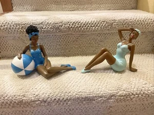 Black American Bathing Beauty Figurine Beach Lady Art Lot - Picture 1 of 7
