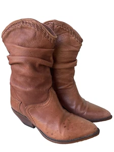 Zodiac Brown Western Slouch Boots Booties Women Size US 6M - made in Spain - Picture 1 of 11