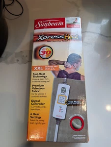 Sunbeam XpressHeat XXL Heating Pad 14” X 27” Fast 30 second Heat Microplush tan - Picture 1 of 5