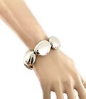 1” Wide Silver Tone Statement Casual Everyday Stretchable Beaded Bracelet