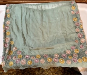 Vintage Chiffon Embroidered made in France Circa 1800-1900S Skirt delicate 21x21 - Picture 1 of 24