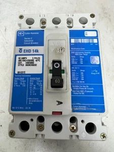 👀 CUTLER HAMMER 60 AMP CIRCUIT BREAKER 480 VAC 250 VDC 3 POLE EHD3060 - Picture 1 of 7