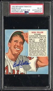 Bob Feller Cleveland Indians 1952 Red Man Tobacco Signed Autograph PSA 1.5 - Picture 1 of 2