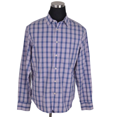 UNTUCKit Mens Shirt Large Blue Purple Plaid 100% Cotton Wrinkle Free - Image 1 of 4